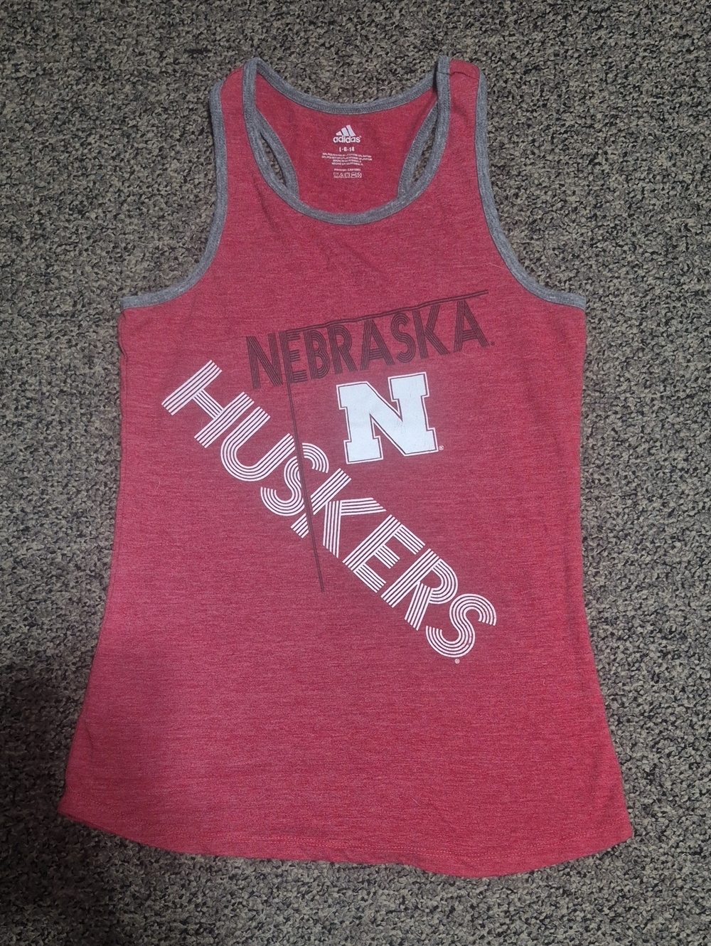adidas Red Nebraska Huskers Heathered Graphic Tank